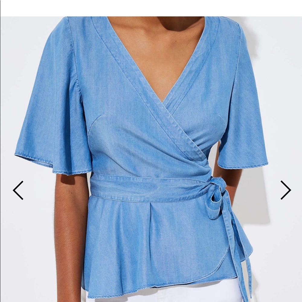 LOFT Chambray Wrap Top